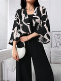 SHEIN Mulvari Women's Random Print Top, Solid Color Camisole, And Jumpsuit 3-Piece Set