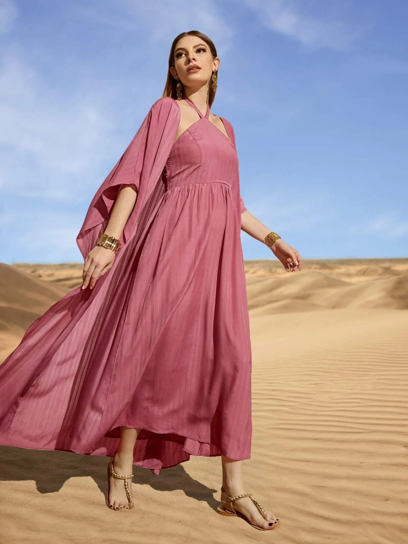  | SHEIN Najma Batwing Sleeve Open Front Coat & Tie Back Dress | Dress | Shein | OneHub