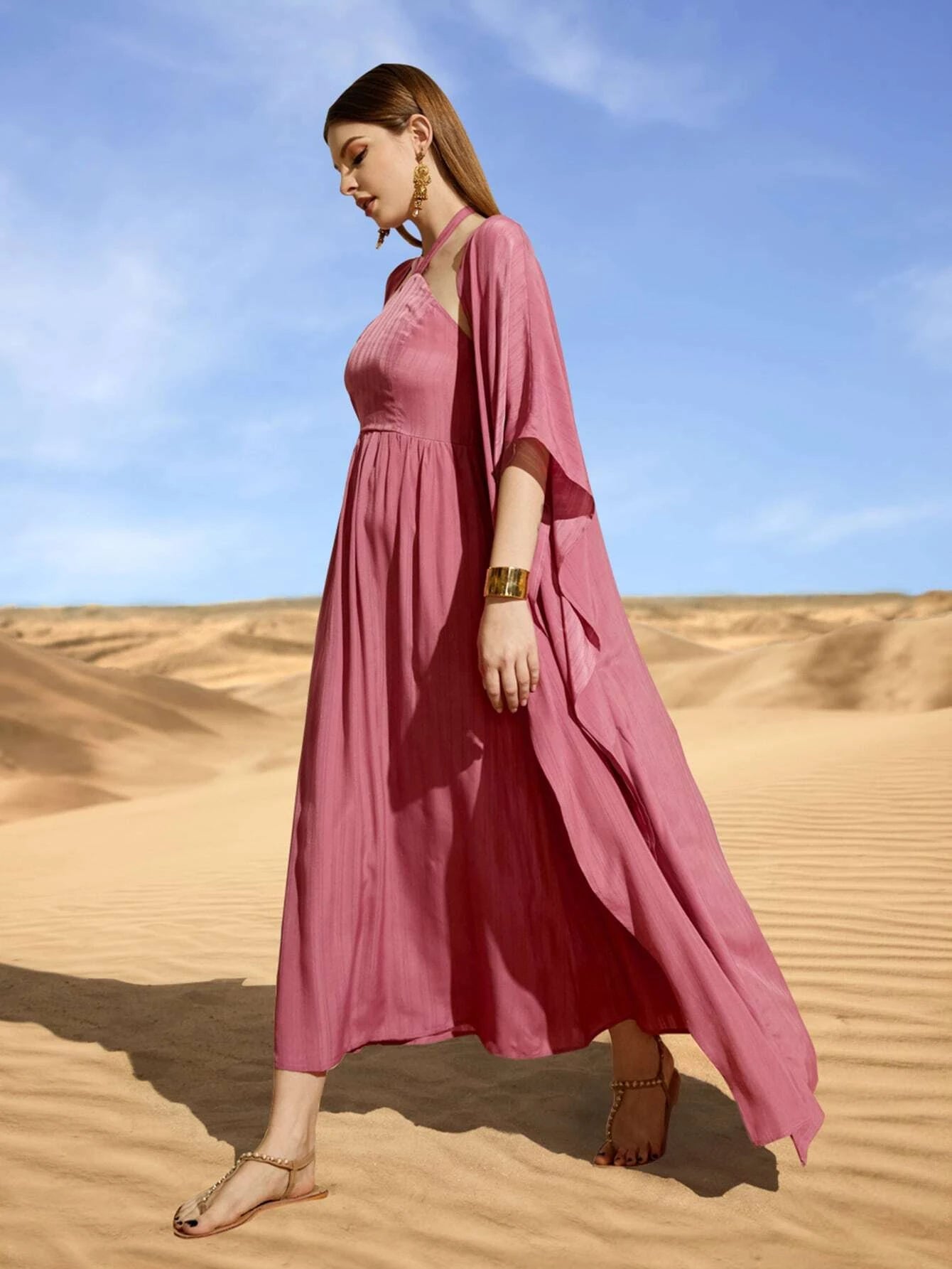  | SHEIN Najma Batwing Sleeve Open Front Coat & Tie Back Dress | Dress | Shein | OneHub
