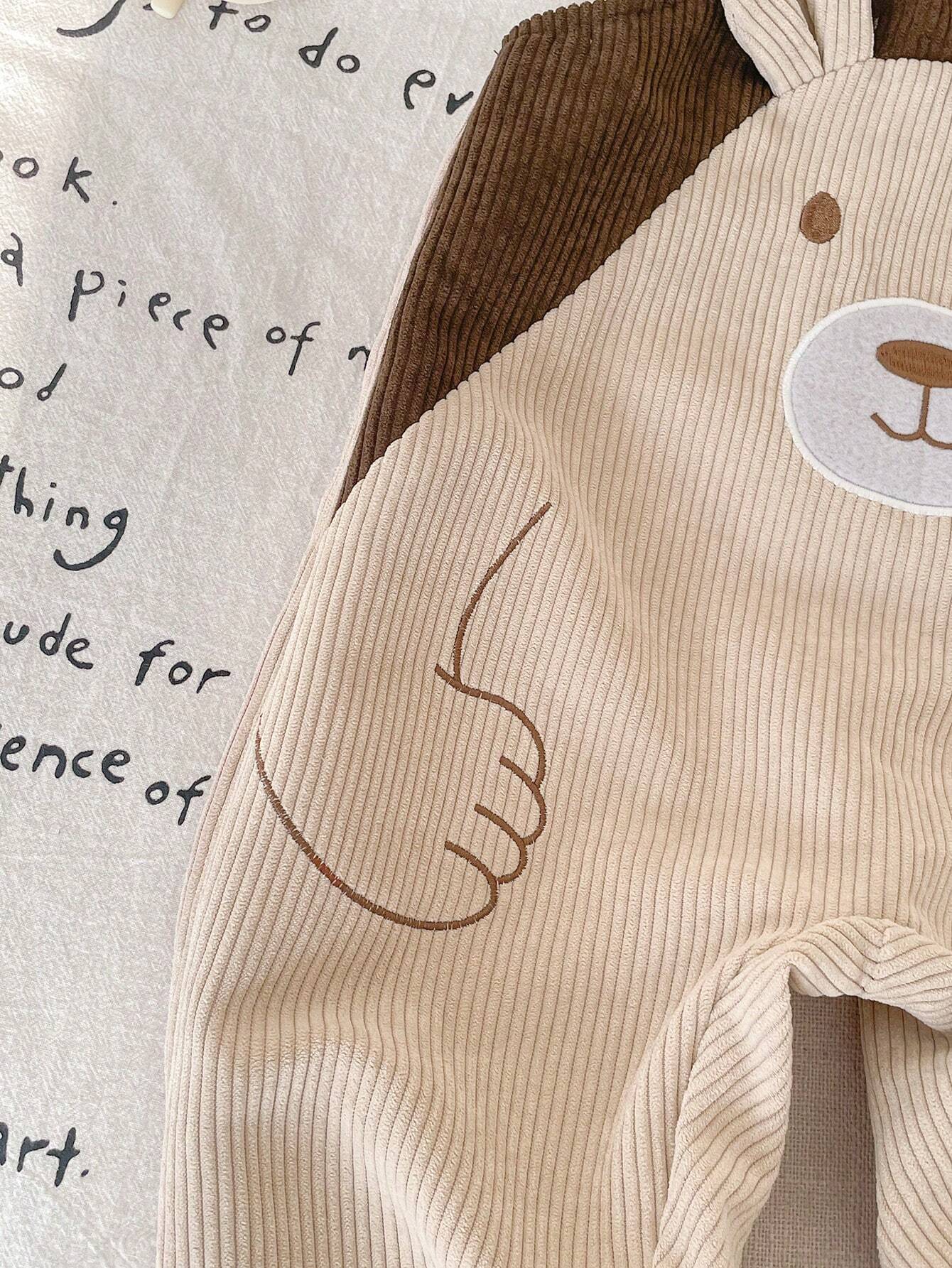  | SHEIN Newborn Baby Boy Cartoon Bear Embroidered Contrast Color Bib & Pants Romper | Dress | Shein | OneHub