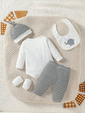  | SHEIN Newborn Baby Boy Cartoon Embroidery Bodysuit & Striped Pants | Bodysuit | Shein | OneHub