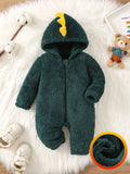  | SHEIN Newborn Baby Boys Autumn Winter Hooded Horn Shaped Zipper Front Long Sleeve Fleece Romper | Dress | Shein | OneHub