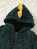  | SHEIN Newborn Baby Boys Autumn Winter Hooded Horn Shaped Zipper Front Long Sleeve Fleece Romper | Dress | Shein | OneHub