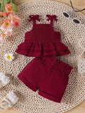  | SHEIN Newborn Baby Girl Shirred Ruffled Hem Cami Top And Shorts Set | dress | Shein | OneHub
