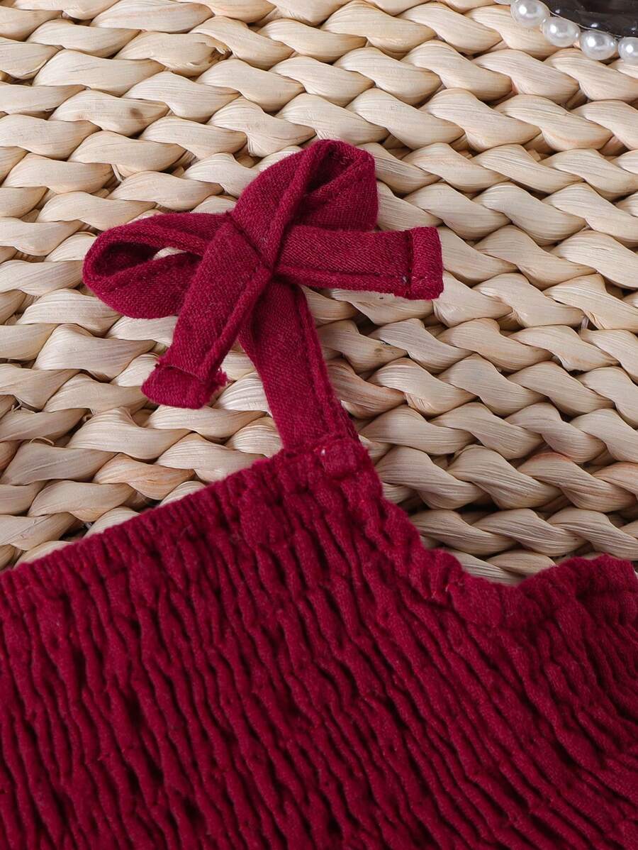  | SHEIN Newborn Baby Girl Shirred Ruffled Hem Cami Top And Shorts Set | dress | Shein | OneHub