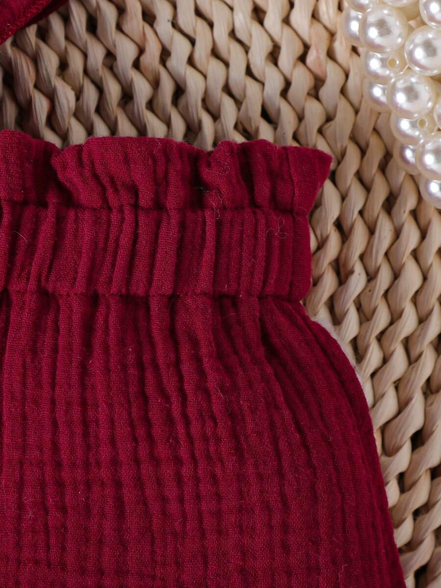  | SHEIN Newborn Baby Girl Shirred Ruffled Hem Cami Top And Shorts Set | dress | Shein | OneHub