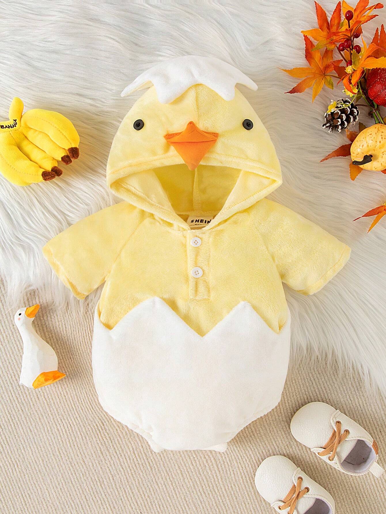  | SHEIN Persoplay Kids New Arrival 2024 Comfortable And Cute Baby Boys' Chick Shaped Hooded Bodysuit | Dress | Shein | OneHub