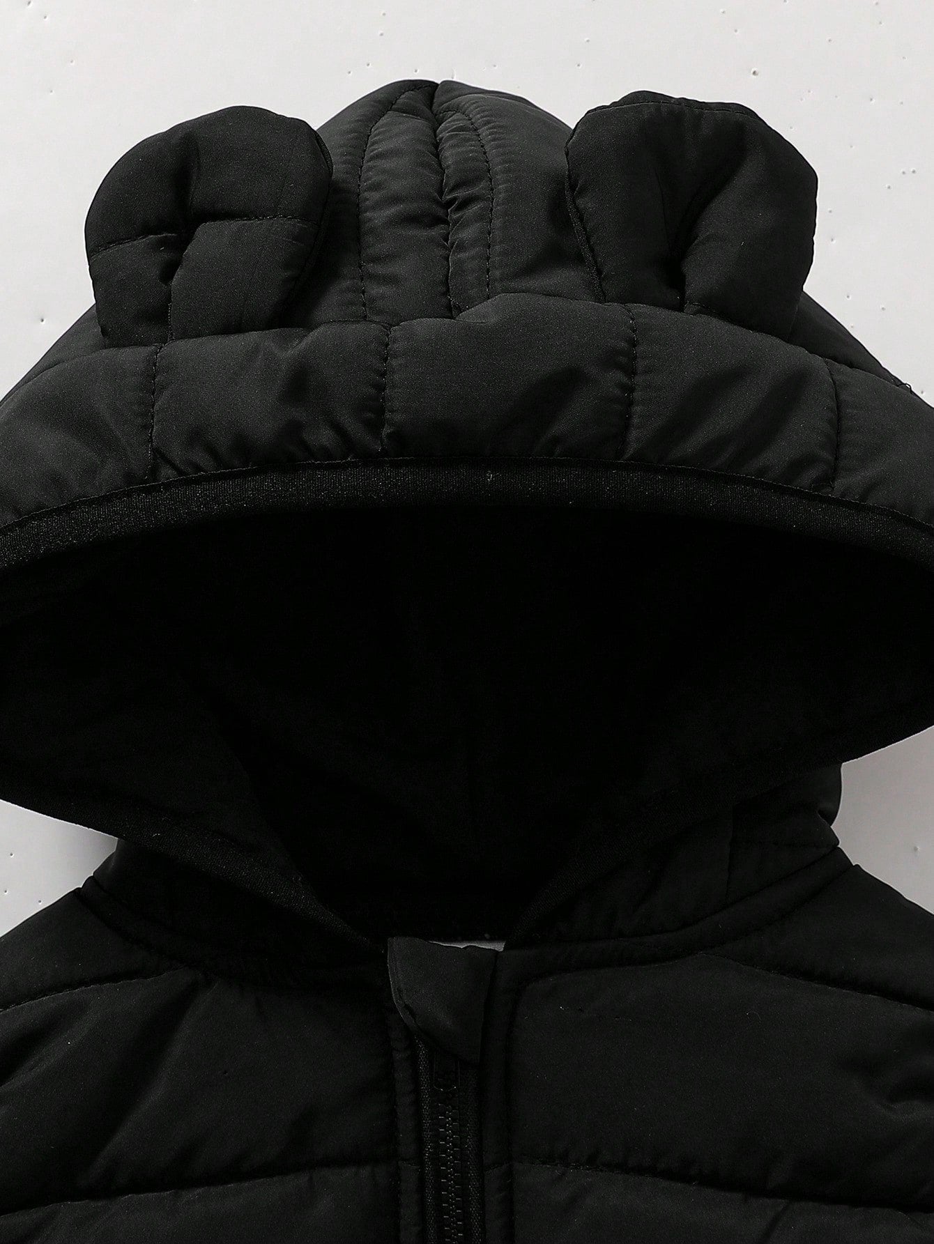 SHEIN Playful Pals Baby Boy Cotton Padded Vest With Hood And Ear Design