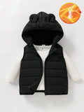 SHEIN Playful Pals Baby Boy Cotton Padded Vest With Hood And Ear Design