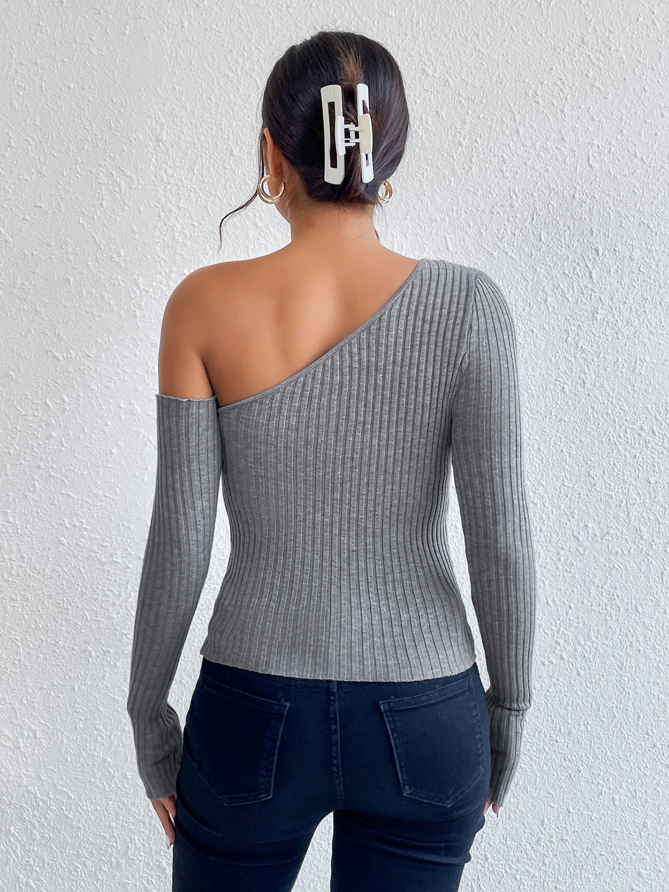  | SHEIN Privé Asymmetrical Neck Cut Out Sweater | Top | Shein | OneHub