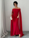  | SHEIN Privé Christmas Red Elegant Sexy Off Shoulder Cinched Waist Mermaid Dress | Dress | Shein | OneHub