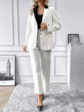  | SHEIN Priv̩ Contrast Collar Flap Detail Blazer & Suit Pants | Blazer | Shein | OneHub