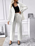  | SHEIN Priv̩ Contrast Collar Flap Detail Blazer & Suit Pants | Blazer | Shein | OneHub
