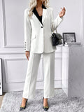  | SHEIN Priv̩ Contrast Collar Flap Detail Blazer & Suit Pants | Blazer | Shein | OneHub