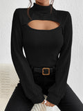  | SHEIN Priv̩ Cut Out Mock Neck Lantern Sleeve Tee | Top | Shein | OneHub