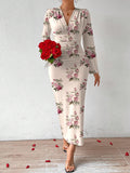  | SHEIN Privé Elegant Women Party V-Neck Floral Print Ruched Puff Sleeve Dress | Dress | Shein | OneHub