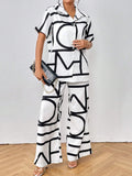  | SHEIN Privé Geo Print Shirt & Wide Leg Pants | Top and Pant Set | Shein | OneHub