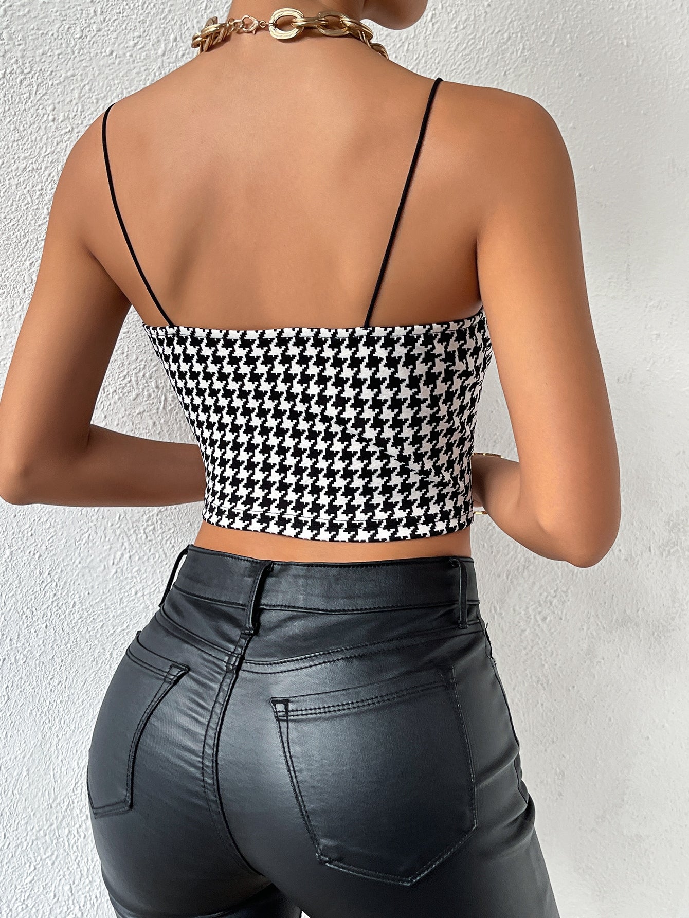  | SHEIN Priv̩ Houndstooth Bustier Crop Cami Top | Top | Shein | OneHub