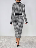  | SHEIN Privé Houndstooth Print Button Front Bodycon Dress | Dress | Shein | OneHub