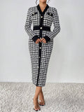  | SHEIN Privé Houndstooth Print Button Front Bodycon Dress | Dress | Shein | OneHub