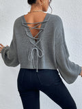  | SHEIN Privé Lace Up Front Drop Shoulder Sweater | Sweater | Shein | OneHub