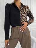  | SHEIN Privé Leopard Print Spliced Button Up Shirt | Blouse | Shein | OneHub