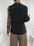  | SHEIN Privé Leopard Print Spliced Button Up Shirt | Blouse | Shein | OneHub