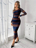  | SHEIN Priv̩ Mesh Gradient Print Pleated Bodycon Dress | Dress | Shein | OneHub