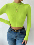  | SHEIN Priv̩ Mock Neck Cable Knit Crop Sweater | Top | Shein | OneHub