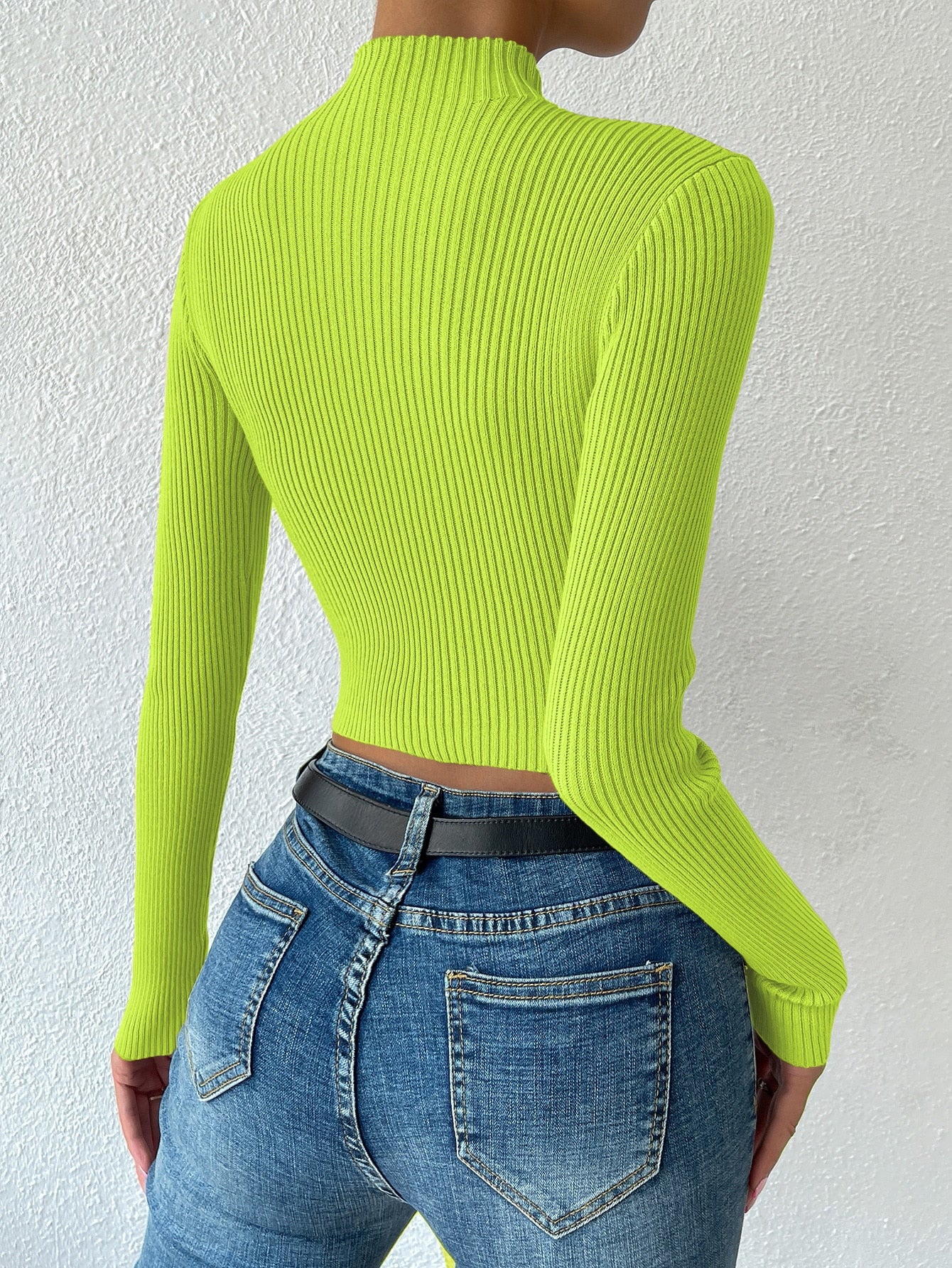  | SHEIN Priv̩ Mock Neck Cable Knit Crop Sweater | Top | Shein | OneHub