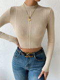  | SHEIN Priv̩ Mock Neck Cable Knit Crop Sweater | Top | Shein | OneHub