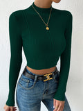  | SHEIN Priv̩ Mock Neck Cable Knit Crop Sweater | Top | Shein | OneHub