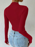  | SHEIN Priv̩ Mock Neck Ribbed Knit Crop Sweater | Top | Shein | OneHub