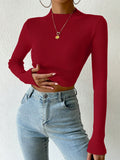  | SHEIN Priv̩ Mock Neck Ribbed Knit Crop Sweater | Top | Shein | OneHub