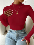  | SHEIN Priv̩ Mock Neck Ribbed Knit Crop Sweater | Top | Shein | OneHub