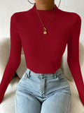  | SHEIN Priv̩ Mock Neck Ribbed Knit Crop Sweater | Top | Shein | OneHub
