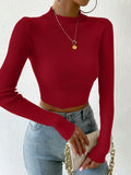  | SHEIN Priv̩ Mock Neck Ribbed Knit Crop Sweater | Top | Shein | OneHub