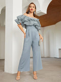  | SHEIN Privé Off Shoulder Layered Ruffle Detail Palazzo Jumpsuit | Jumpsuit | Shein | OneHub