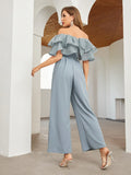  | SHEIN Privé Off Shoulder Layered Ruffle Detail Palazzo Jumpsuit | Jumpsuit | Shein | OneHub