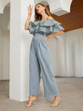  | SHEIN Privé Off Shoulder Layered Ruffle Detail Palazzo Jumpsuit | Jumpsuit | Shein | OneHub