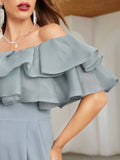  | SHEIN Privé Off Shoulder Layered Ruffle Detail Palazzo Jumpsuit | Jumpsuit | Shein | OneHub