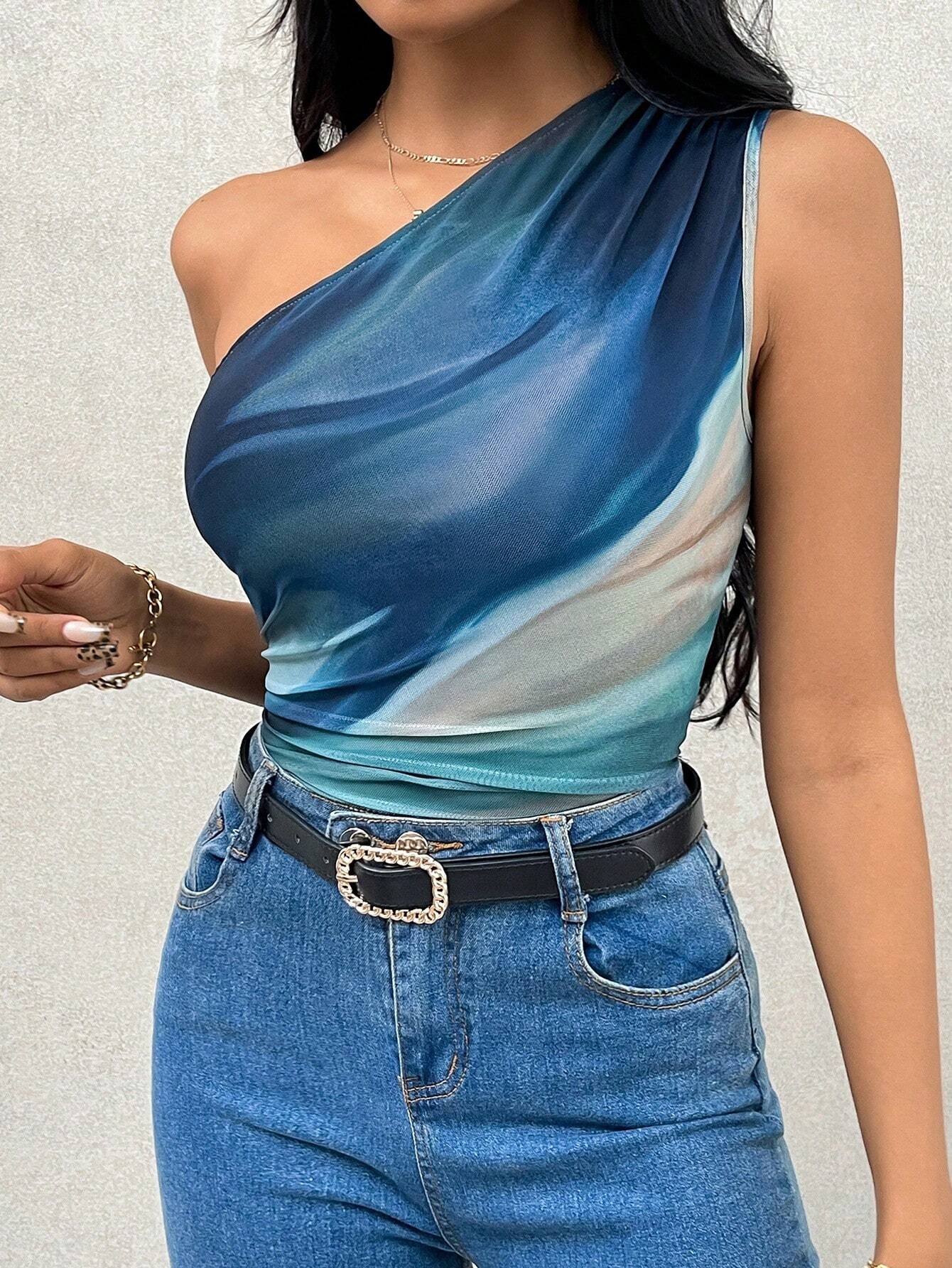  | SHEIN Privé One Shoulder Tie-Dye Slim Fit Bodysuit | Bodysuit | Shein | OneHub