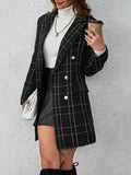  | SHEIN Privé Plaid Double Breasted Overcoat,Ladies Late Fall Elegant Double Button Regular Sleeve Lapel Regular Fit Black Plaid Women Overcoats | Blazer | Shein | OneHub
