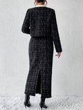  | SHEIN Privé Plaid Tweed Jacket & Skirt | Blazer | Shein | OneHub