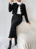  | SHEIN Privé Plaid Tweed Jacket & Skirt | Blazer | Shein | OneHub