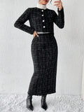  | SHEIN Privé Plaid Tweed Jacket & Skirt | Blazer | Shein | OneHub