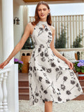  | SHEIN Privé Romantic Thorny Rose Printed Vest Dress With Scoop Neckline, Waistband, AndUmbrella-Shaped Hem | Dress | Shein | OneHub