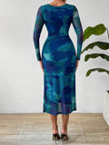  | SHEIN Privé Round Neck Pleated Tie Dye Dress | Dress | Shein | OneHub