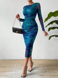  | SHEIN Privé Round Neck Pleated Tie Dye Dress | Dress | Shein | OneHub