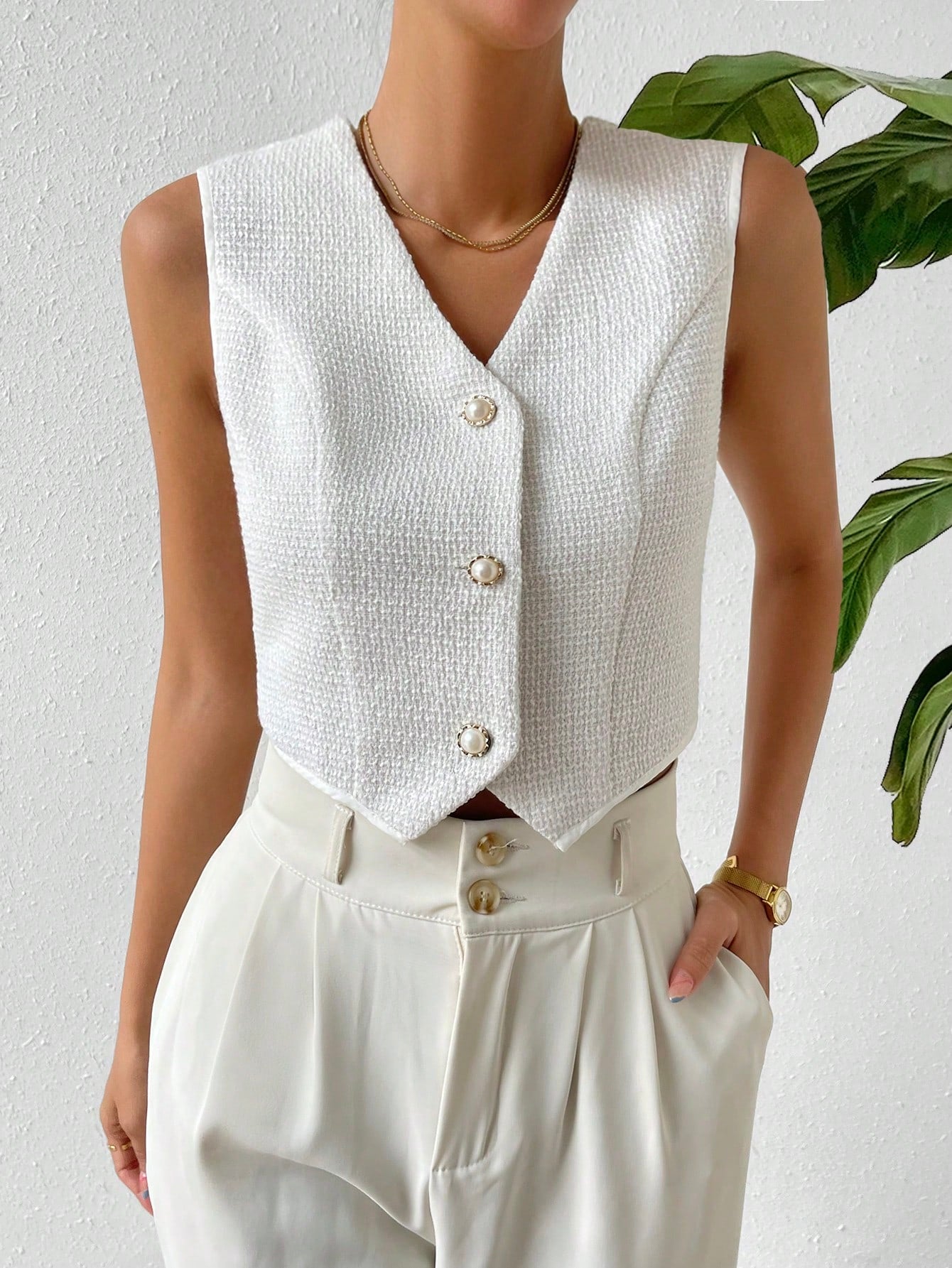  | SHEIN Privé Solid Button Front Waistcoat | Waistcoat | Shein | OneHub